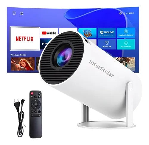 Projetor Portátil HY300 4K Android 11 Wi-Fi 5G Bluetooth 150 Pol Branco Smart HDMI