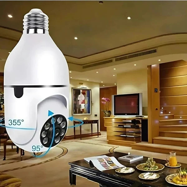 Câmera wifi sem fio giratória 360 com encaixe lampada bocal rosca full HD visão noturna