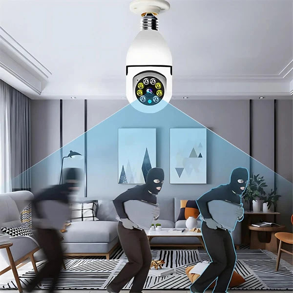 Câmera wifi sem fio giratória 360 com encaixe lampada bocal rosca full HD visão noturna