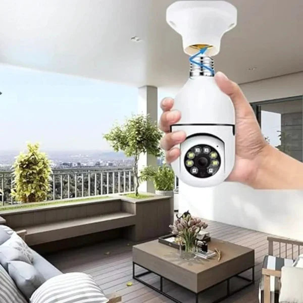 Câmera wifi sem fio giratória 360 com encaixe lampada bocal rosca full HD visão noturna