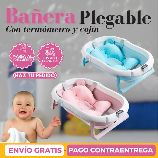 BAÑERA PLEGABLE PARA BEBE CON TERMOMETRO