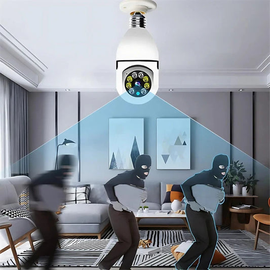 Câmera wifi sem fio giratória 360 com encaixe lampada bocal rosca full HD visão noturna